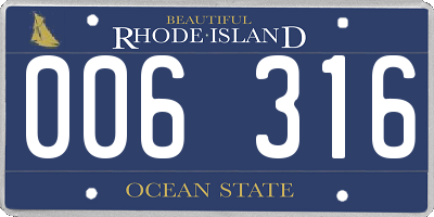 RI license plate 006316