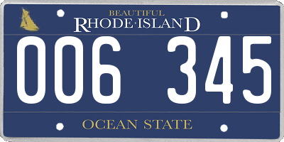 RI license plate 006345