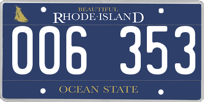 RI license plate 006353