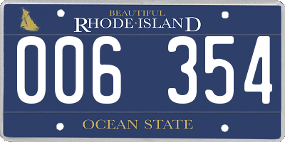 RI license plate 006354