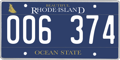 RI license plate 006374