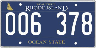 RI license plate 006378