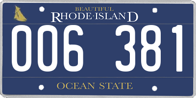 RI license plate 006381