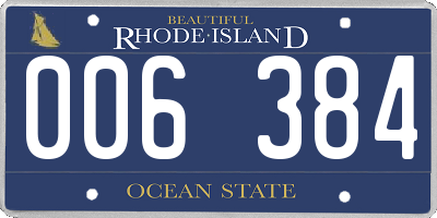 RI license plate 006384