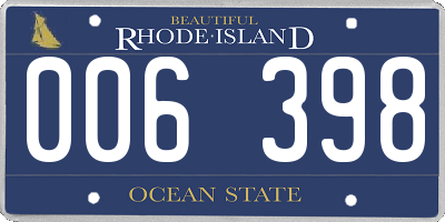 RI license plate 006398