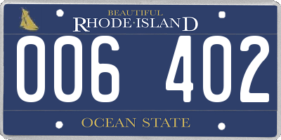 RI license plate 006402