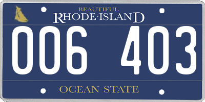 RI license plate 006403