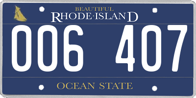 RI license plate 006407