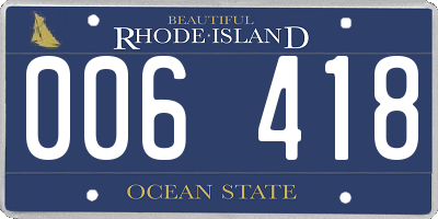 RI license plate 006418