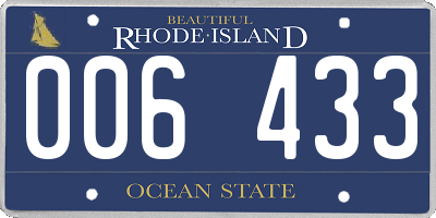 RI license plate 006433