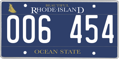 RI license plate 006454