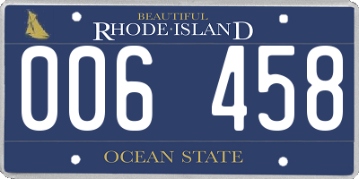 RI license plate 006458