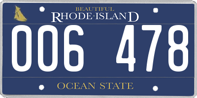 RI license plate 006478