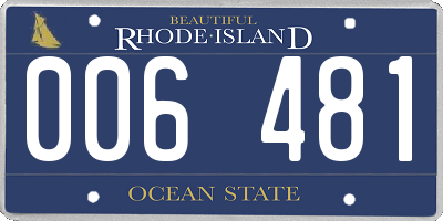 RI license plate 006481