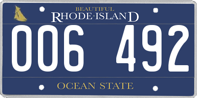 RI license plate 006492