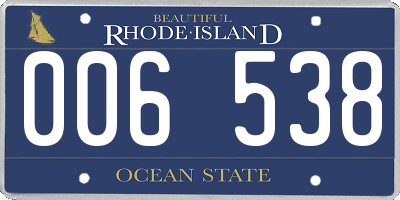 RI license plate 006538