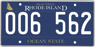 RI license plate 006562