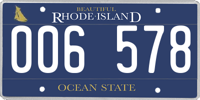 RI license plate 006578