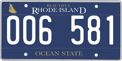 RI license plate 006581