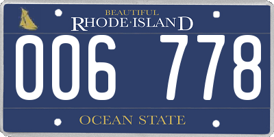 RI license plate 006778