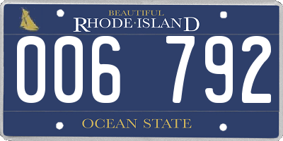 RI license plate 006792