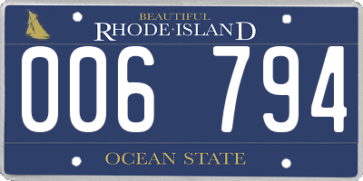 RI license plate 006794