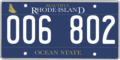 RI license plate 006802