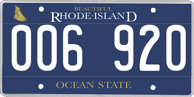 RI license plate 006920