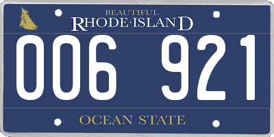 RI license plate 006921