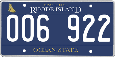 RI license plate 006922