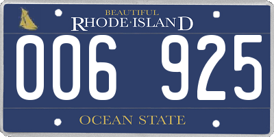 RI license plate 006925