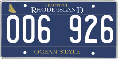 RI license plate 006926