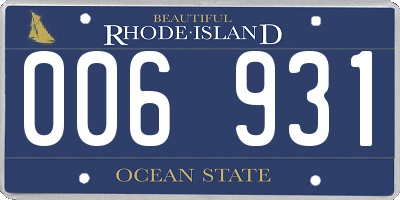 RI license plate 006931