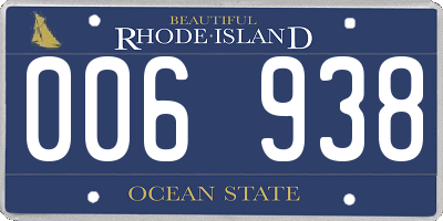 RI license plate 006938