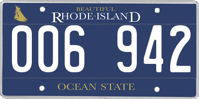 RI license plate 006942