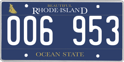 RI license plate 006953