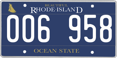 RI license plate 006958
