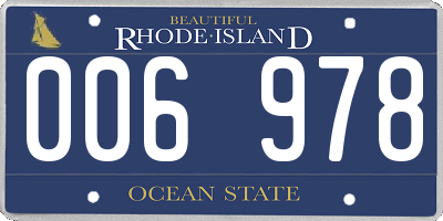 RI license plate 006978