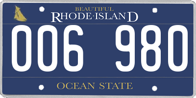 RI license plate 006980
