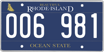 RI license plate 006981