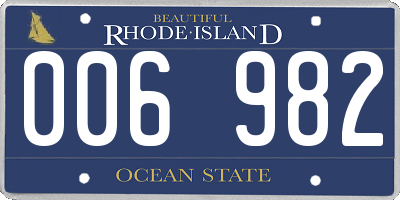 RI license plate 006982