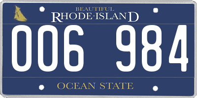 RI license plate 006984