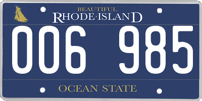 RI license plate 006985