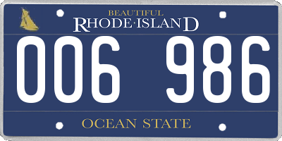 RI license plate 006986