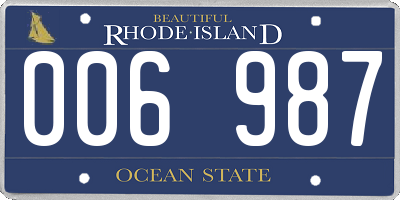 RI license plate 006987