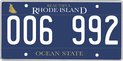 RI license plate 006992