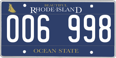 RI license plate 006998