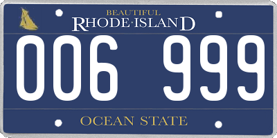 RI license plate 006999