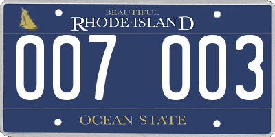 RI license plate 007003