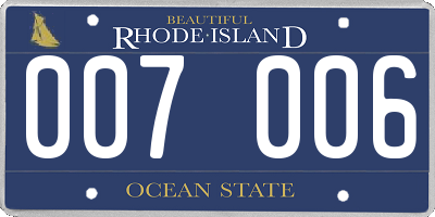 RI license plate 007006